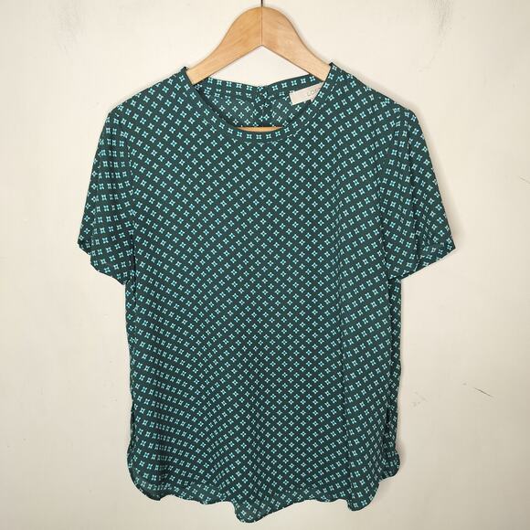 LOFT Floral Top Short Sleeve Dainty Geometric - Picture 1 of 8